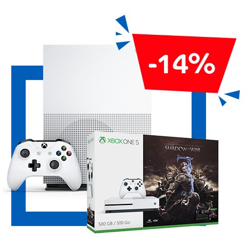 MS Konzol Xbox One S 500GB + Shadow of War Fehér