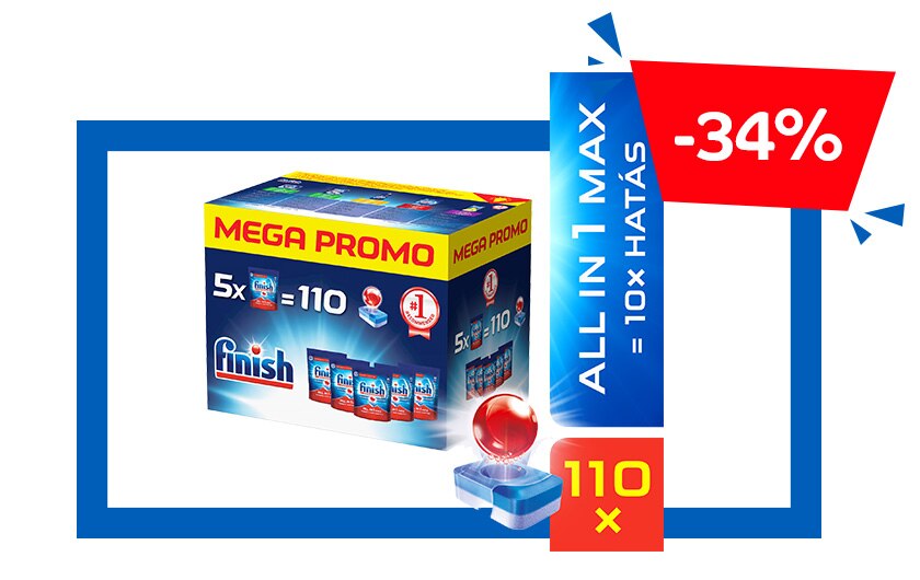 Finish All in 1 Max Megabox mosogatógép tabletta, 110 db